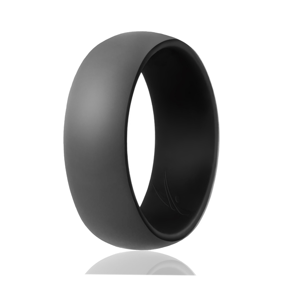 Silicone Wedding Ring - Duo Collection Dome Style - Black-Grey by ROQ - Picture 1 of 3